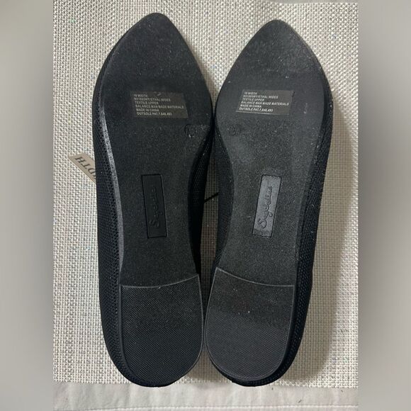 Seychelles 10W Black Solid Pointy Scalloped Squared Knit Memory Foam Flats - Picture 8 of 8